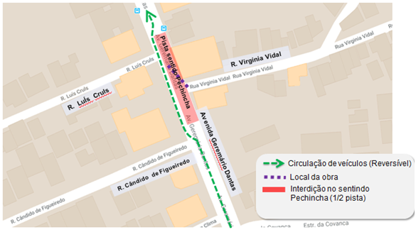 Trecho da Av. Geremário Dantas interditado